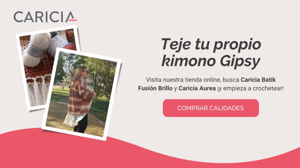 llamada a la acción: teje tu propio kimono Gipsy; consigue los materiales en nuestra tienda online